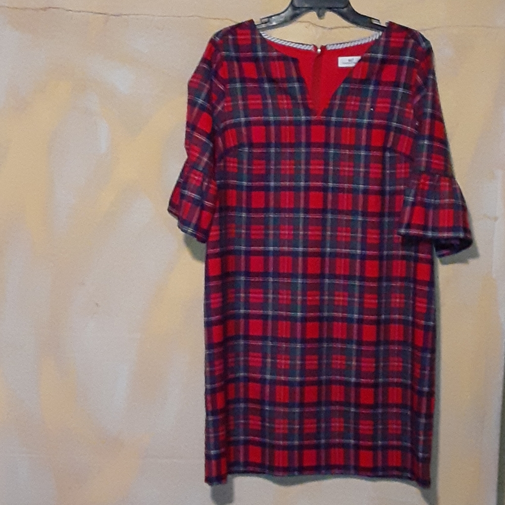 Merry Plaid Greenwich Flutter Shift Sleeve